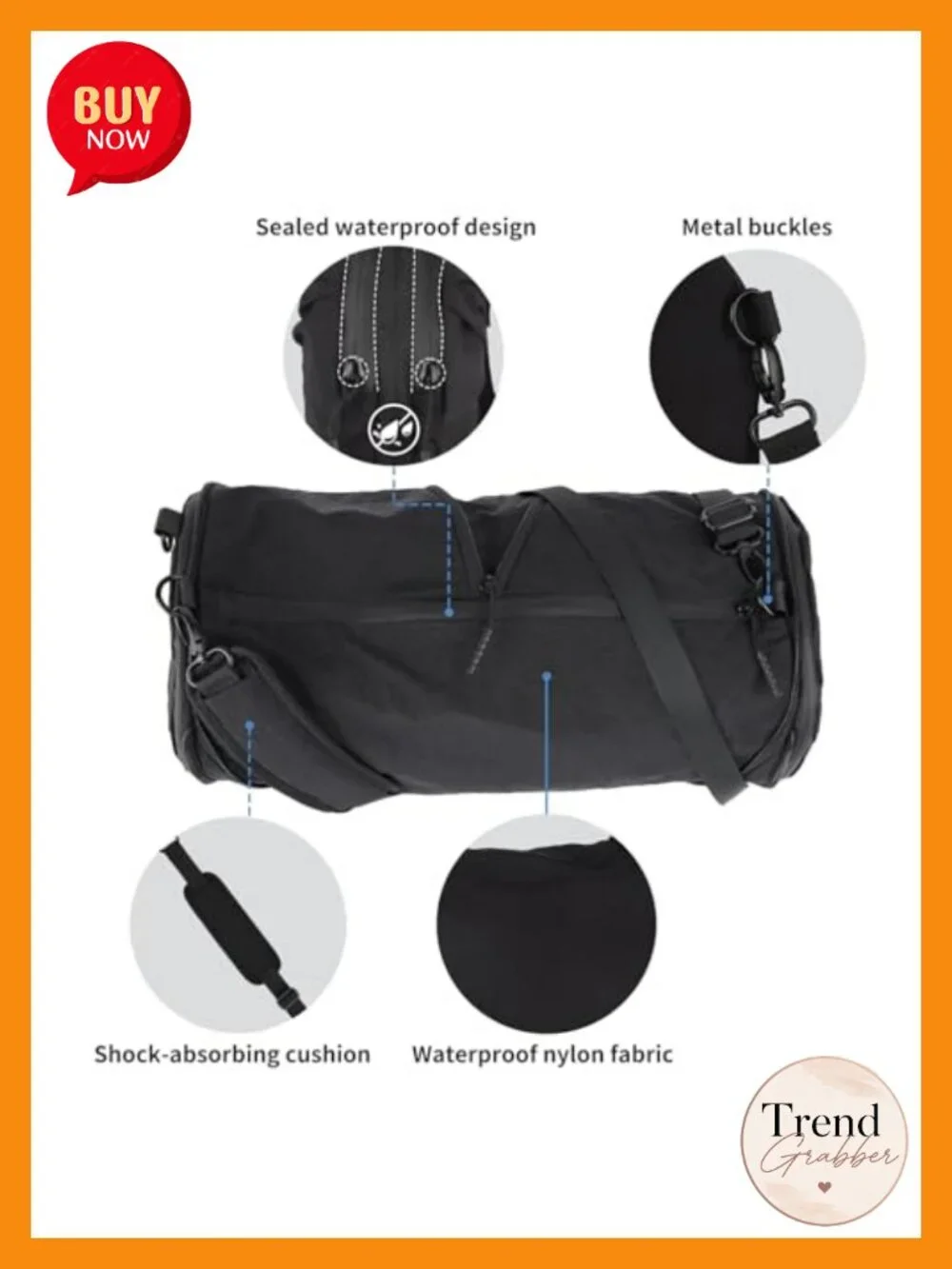 Expandable Round Crossbody Bag Waterproof Nylon Sling Purse